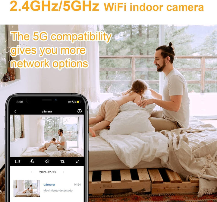 ANTELA Überwachungskamera Innen 2,4GHz/5GHz, 1080P WLAN Indoor Kamera, 355°/90°, 2-Wege-Audio IR-Nac