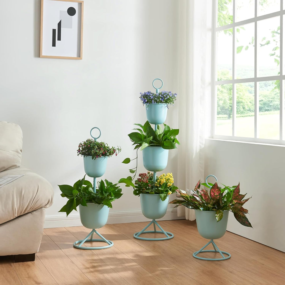 [en.casa] Blumenständer Alphen Blumentopfständer mit 2 Pflanztöpfen Blumentopfregal Pflanzenständer