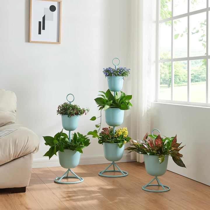 [en.casa] Blumenständer Alphen Blumentopfständer mit 2 Pflanztöpfen Blumentopfregal Pflanzenständer