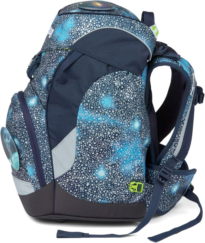 ergobag Prime Ergonomischer Schulrucksack Galassie Bär blau silber