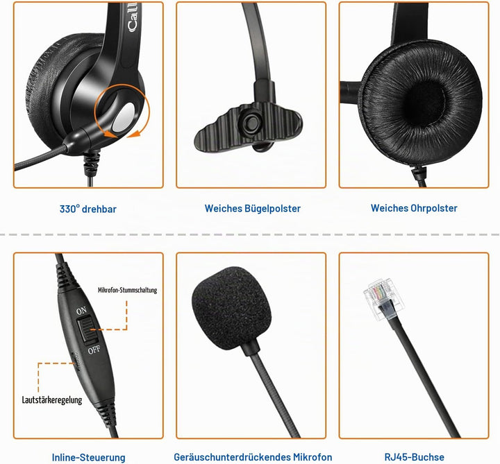 RJ45 Headset Telefon mit Mikrofon Noise Cancelling &amp; Quick Disconnect Kabel, Mono Festnetztelefon Ko