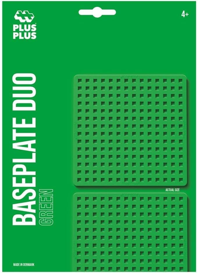 Plus-Plus 52129 Mini 600 Bausteine, Basic & 4022 - "Baseplate 12x12 cm, Duo Pack, 2 pcs, gre Baukast