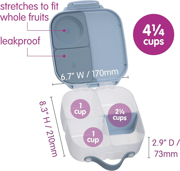 b.box Mini Lunchbox | Bento Box with 3 Compartments (2 Leakproof) | Ideal for Toddlers, Kids Lunch &