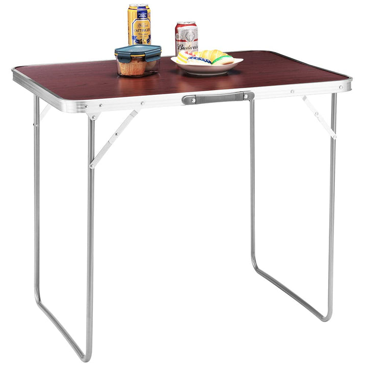 BAKAJI Campingtisch Picknick Holzoptik, Gestell aus Aluminium, zusammenklappbares System mit Tragegr