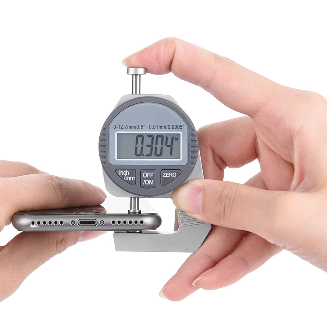 Dickenmessgerät, Digital Thickness Gauge Flat Measure Head Precise LCD Display Readout Percentage El