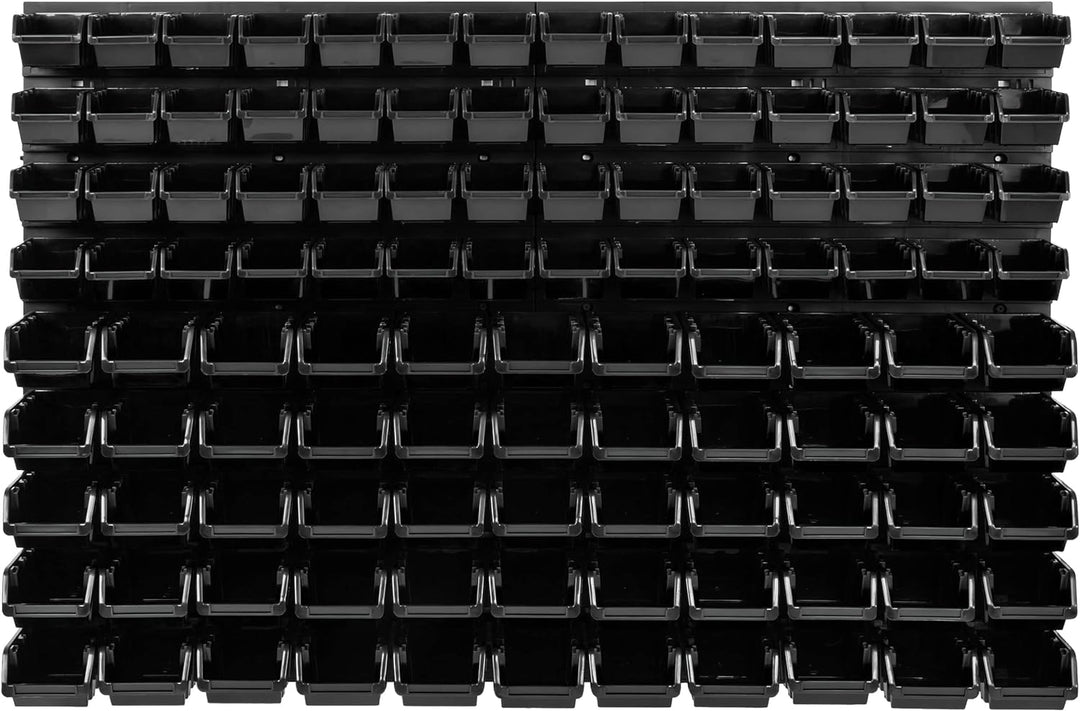 Lagersystem Werkstattregal | 115 x 78 cm | 111 stck. Box | Wandregal mit Stapelboxen - Wandplatten E
