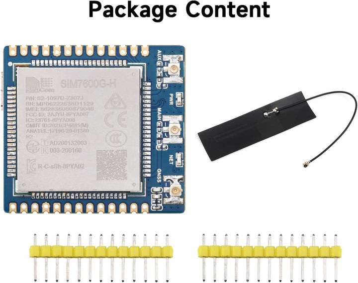 Waveshare SIM7600G-H 4G-Module, Support GNSS Positioning/4G/3G/2G, Support Windows/Linux Dial-up Int