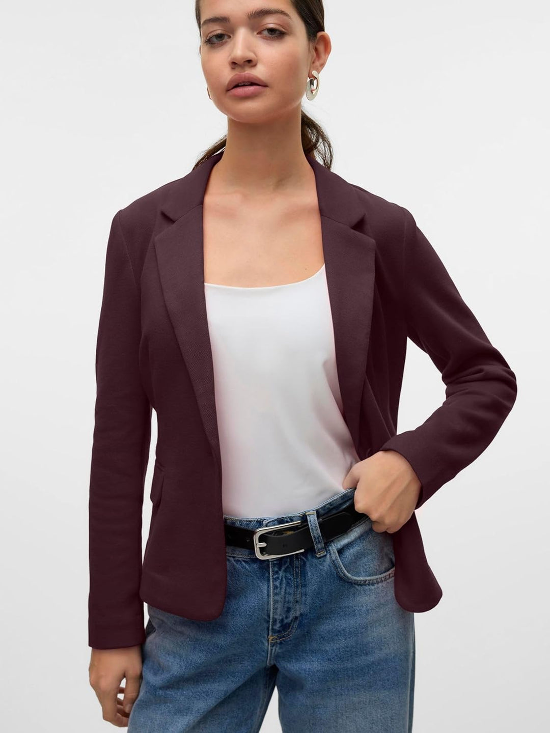 VERO MODA Damen Vmjulia Ls DNM Noos Blazer 34 Winetasting, 34 Winetasting