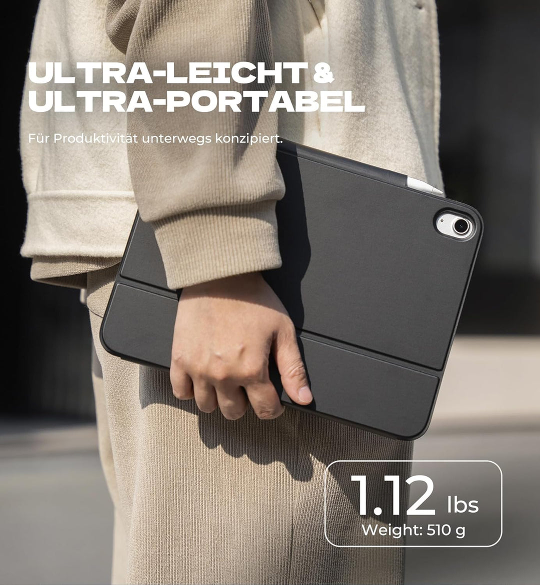 Dexnor Hülle mit Tastatur für iPad A16 11 Generation/10 Generation(11/10.9 Zoll, 2025/2022), Magneti