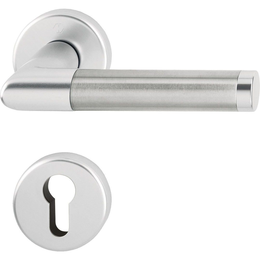 HOPPE 3286702 Drückergarnitur Amsterdam mit Rosetten PZ (Profilzylinder), silber eloxiert/Edelstahl