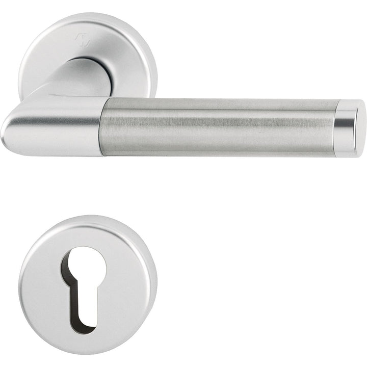 HOPPE 3286702 Drückergarnitur Amsterdam mit Rosetten PZ (Profilzylinder), silber eloxiert/Edelstahl
