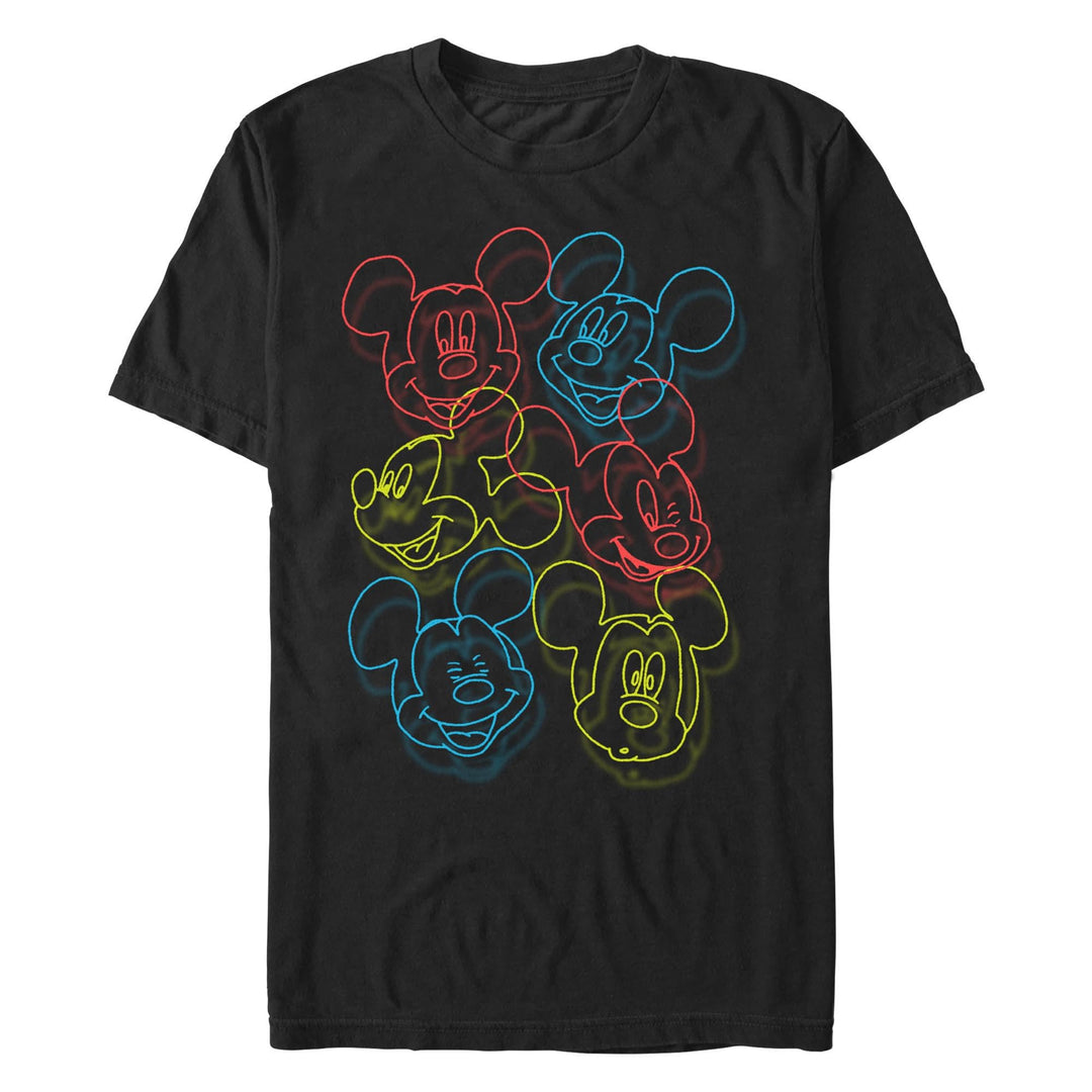 Disney Herren Neon Heads T-Shirt, schwarz, 4XL