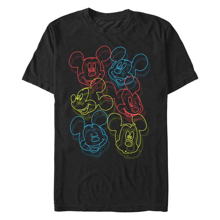 Disney Herren Neon Heads T-Shirt, schwarz, 4XL