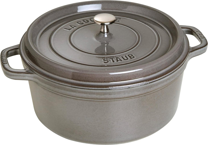 STAUB Gusseisen Bräter/Cocotte, Rund 28 cm, 6,7 L, Aromaregen Funktion, Für alle Herdarten geeignet,