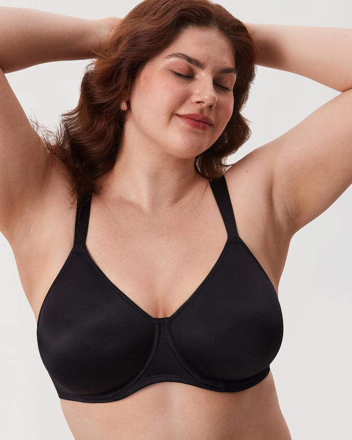 DELIMIRA Damen T-Shirt Minimizer BH mit Bügel Grosse Grössen Ohne Gepolstert 75B Schwarz, 75B Schwar