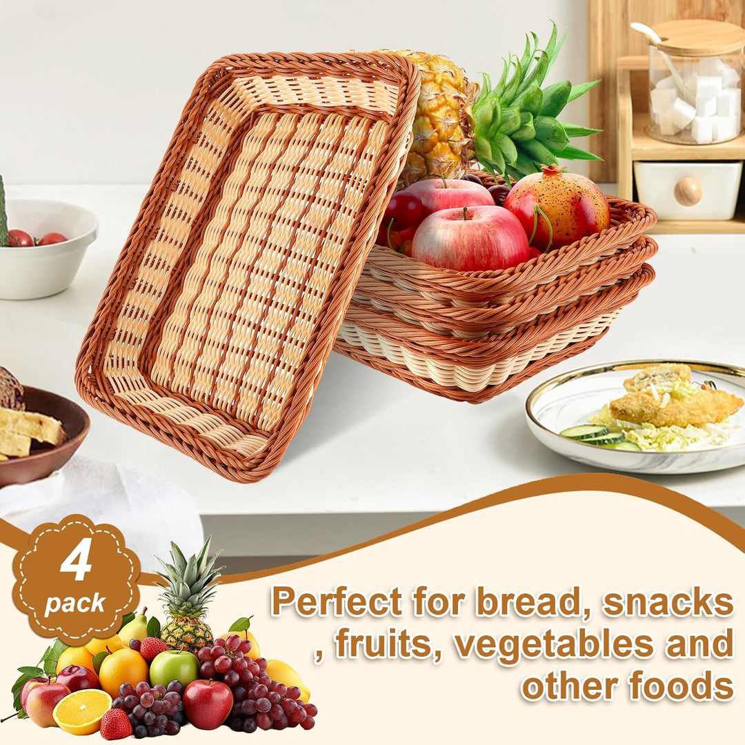 4er Set Brötchenkorb Geflochten Brotkorb Stapelbarer Brotkörbchen Modern Brotkörbe Hochwertiger Obst