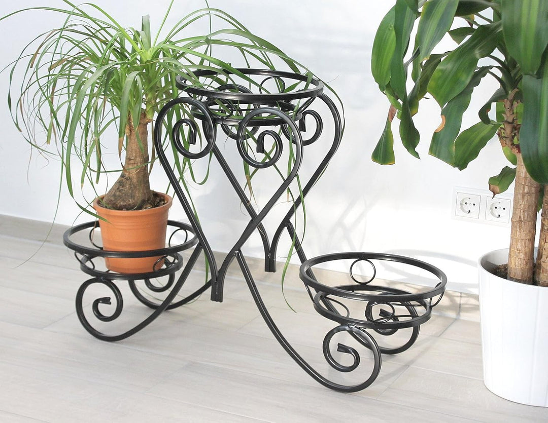 DanDiBo Blumentreppe Metall Schwarz 89 cm Blumenständer mit 3 Ablagen KW403 Blumensäule Pflanzsäule