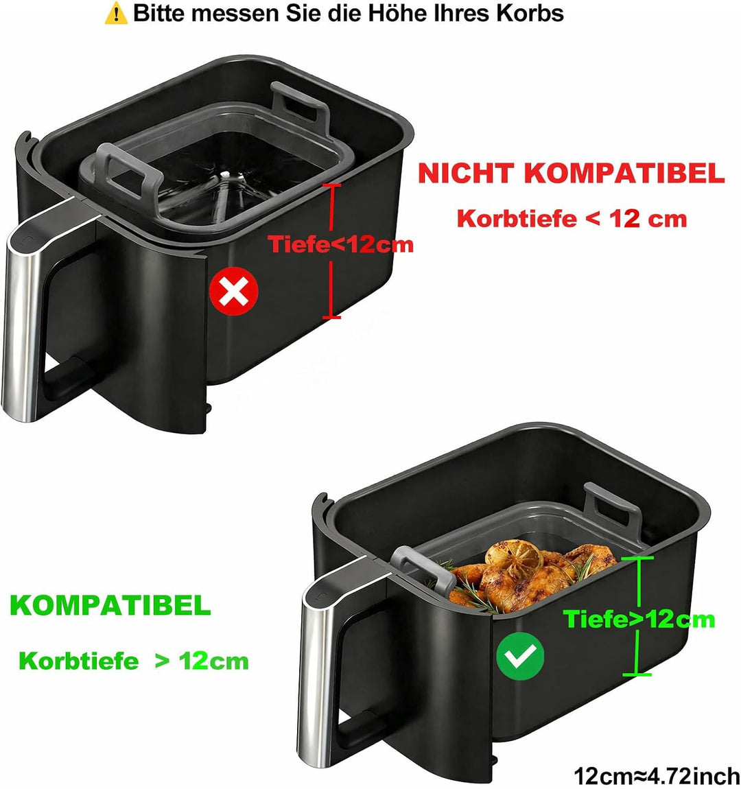 Glas Auflaufform für Airfryer mit Silikongriffen – Heissluftfritteuse Zubehör passend für Ninjia AF4
