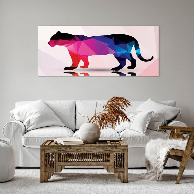 Wandbilder Dekoration Wohnzimmer Tiger Illustration modern Grafik Panorama Bilder auf Leinwand 120x5