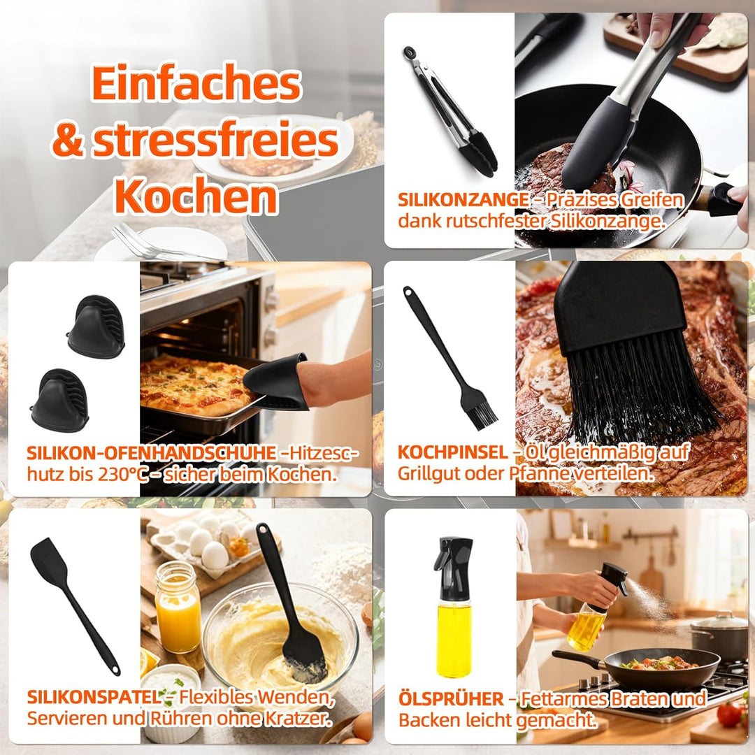 28 Stück Heissluftfritteuse Zubehör für Philips Dual FlexBasket Airfryer 1000 Series, BPA-frei, Airf