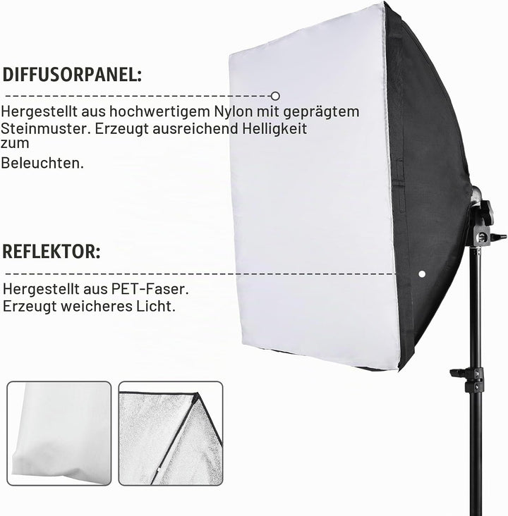 Andoer Fotografie Studio Licht Kit: 40x40 cm Softbox Beleuchtungsset mit 85W, 2800K-5700K Zweifarbig