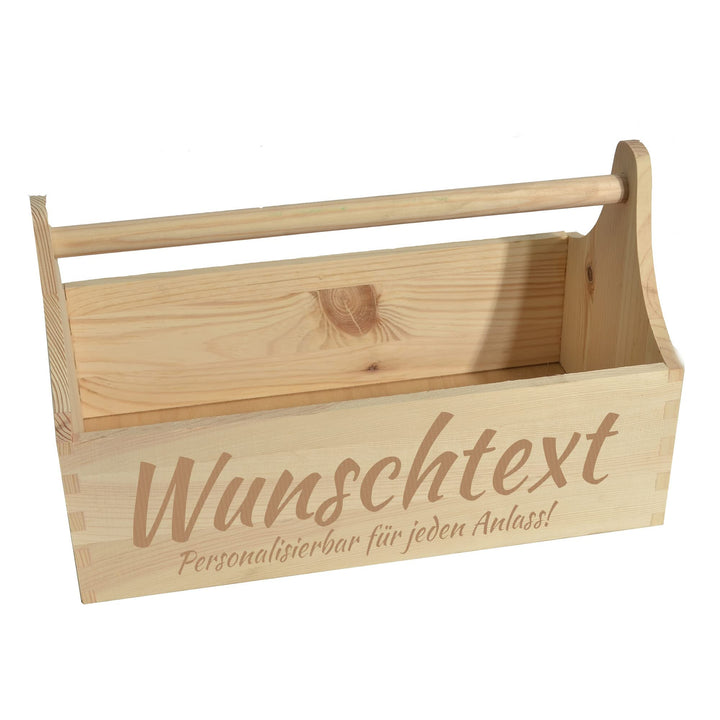Werkzeugkiste Personalisierbar 34x18x21cm - Natur Holzkiste Aufbewahrung Text, Text