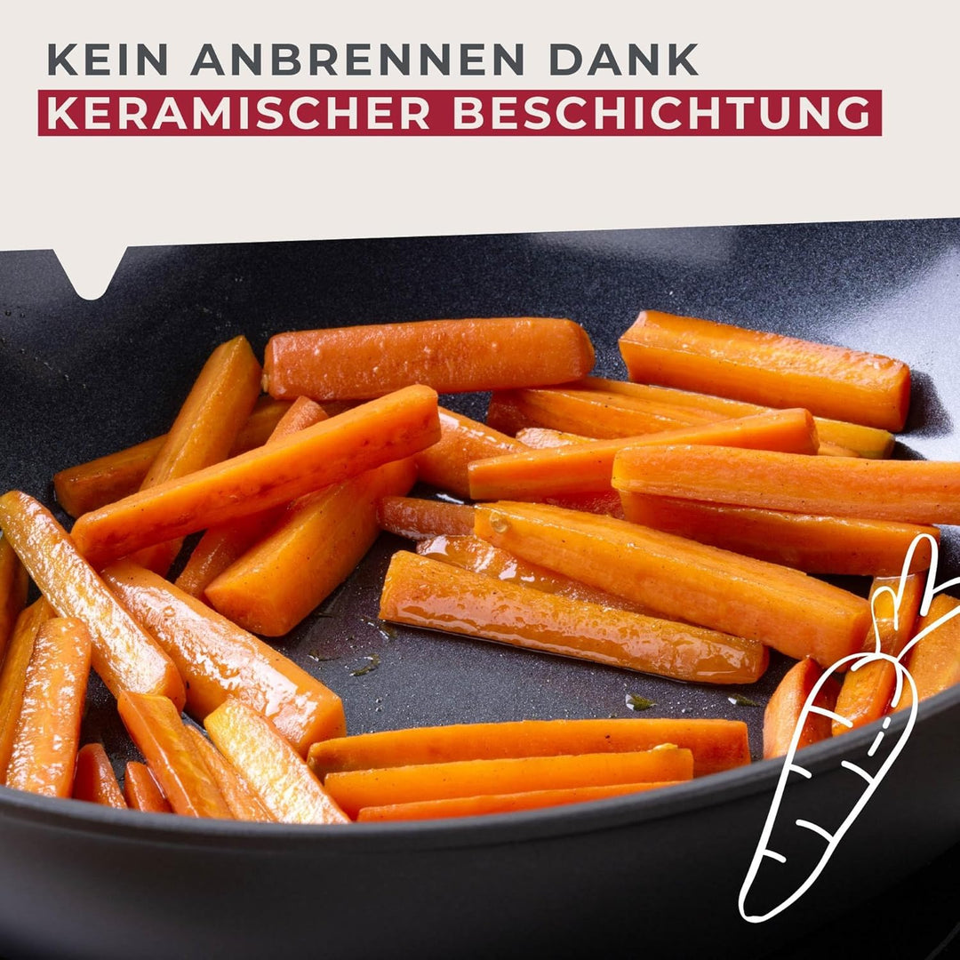 Fackelmann Wokpfanne Soft – Ø 28 cm aus geschmiedetem Aluminium, mit Greblon CK2 Ceramic Beschichtun