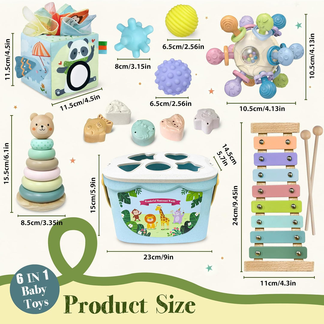 Baby Spielzeug 6 Monate, 6 in 1 Montessori Spielzeug Baby ab 6 9 12 Monate | mit Tissue Box Spielzeu