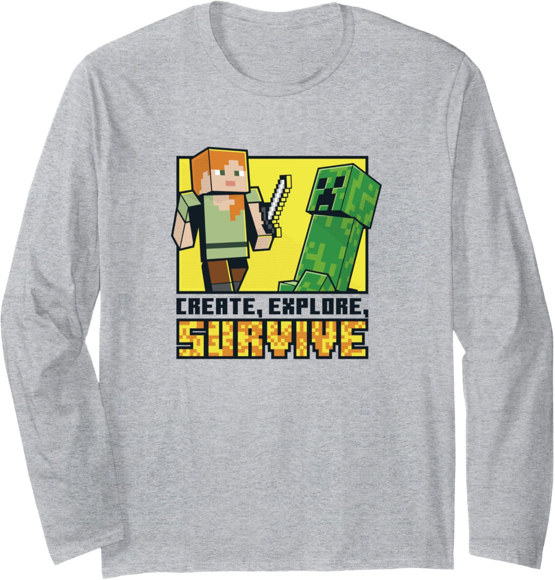 Minecraft Alex & Creeper Erschaffe, erkunde, überlebe Langarmshirt