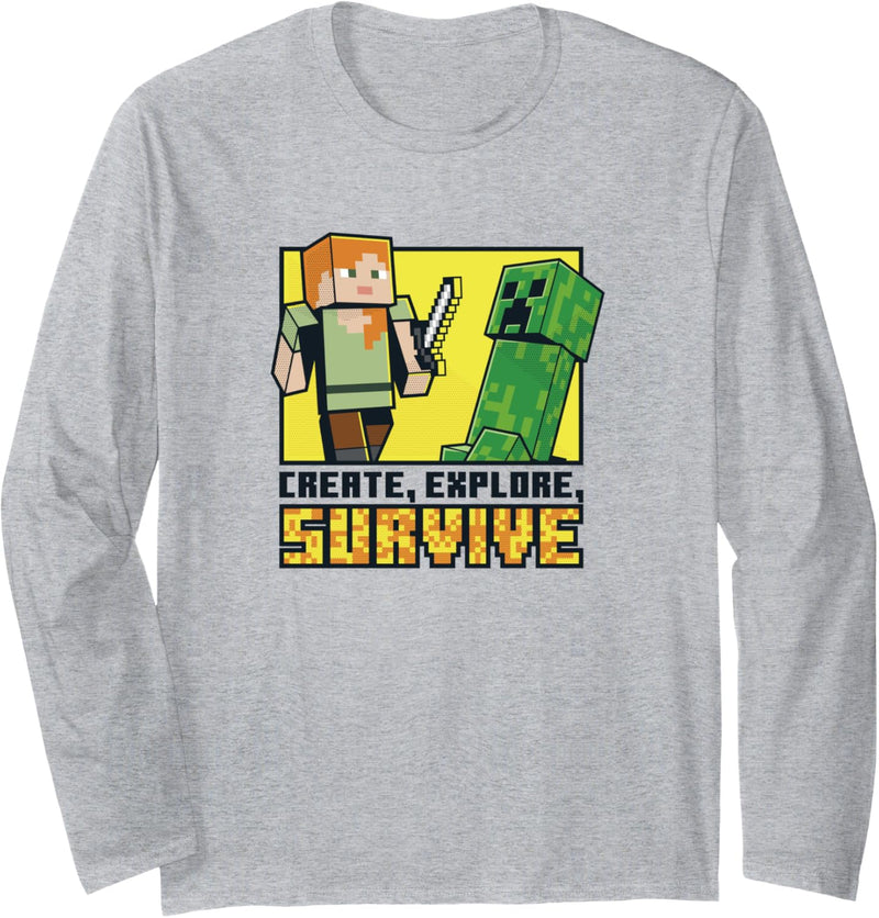 Minecraft Alex & Creeper Erschaffe, erkunde, überlebe Langarmshirt