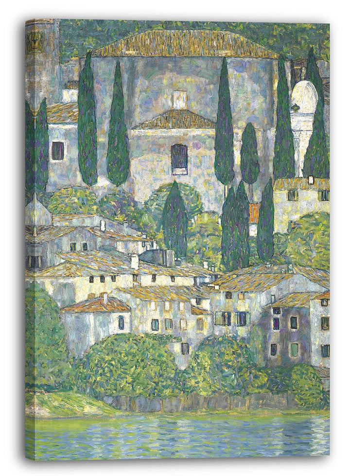 Printed Paintings Leinwand (60x80cm): Gustav Klimt - Kirche in Cassone (Landschaft mit Zypressen) (1