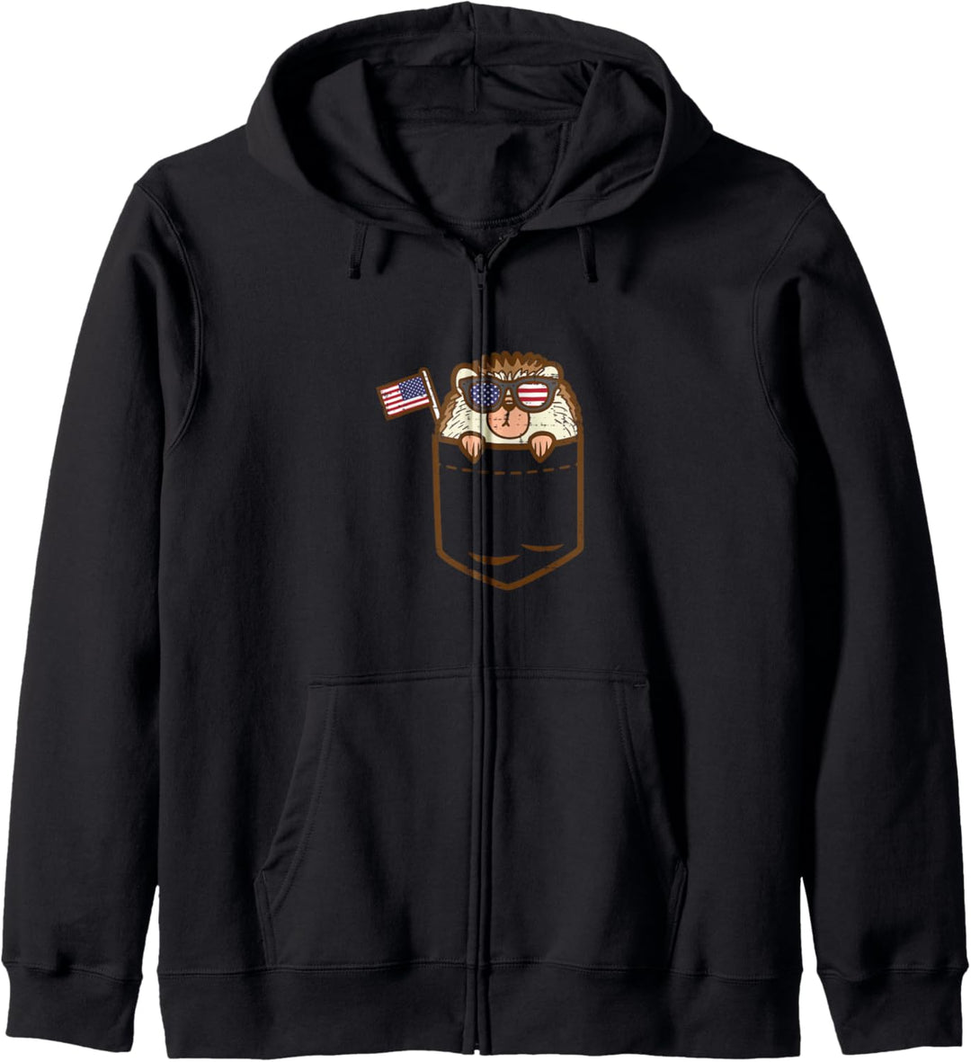 Hedgehog Pocket American Flag USA 4th Of July Fourth Animal Kapuzenjacke