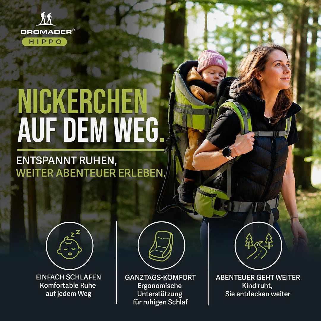 Dromader Kraxe kindertrage bis 22kg Grün, Grün