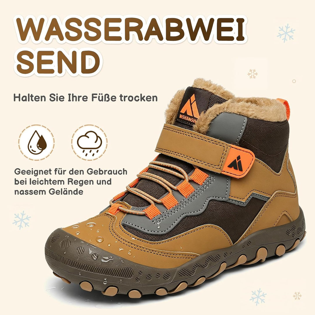 Mishansha Kinder Winterschuhe Gefüttert Winterstiefel für Jungen Mädchen Gr.24-38 37 EU Braun Schwar