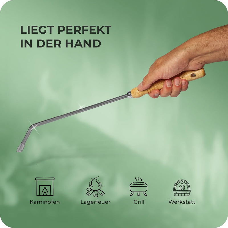 3x Stocheisen mit Holzgriff Schüreisen Schürhaken Glutkratzer Kaminzubehör Kaminbesteck Feuerhaken A