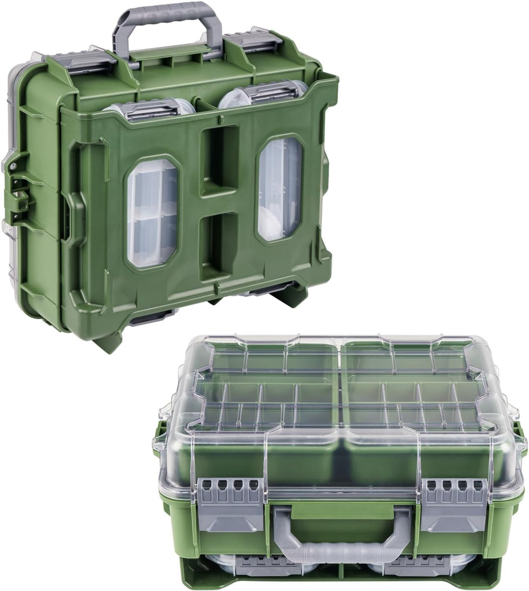 THKFISH Wasserdichter Angelkoffer, Angelköder Box, Angelwerkzeugkiste, Tragbare Angelbox mit zwei 35