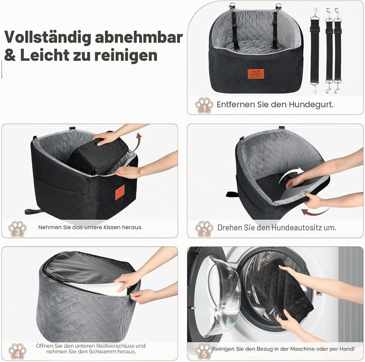 Hunde Autositz für Kleine/Mittlere Hunde, Memory-Schaum Erhöhter Hundesitz Auto, Abnehmbar & Waschba
