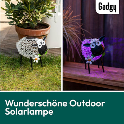 Gadgy Solarlampen für aussen - Schaf Gartendeko Solar mit Schatteneffekt - Metall Gartenfiguren - So