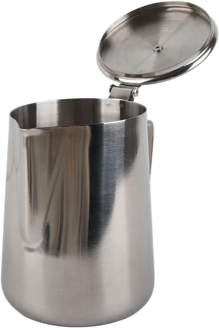 Milchkännchen mit Deckel, Milchschaumbecher aus Edelstahl, Milchaufschäumkännchen für Zuhause, Cafés