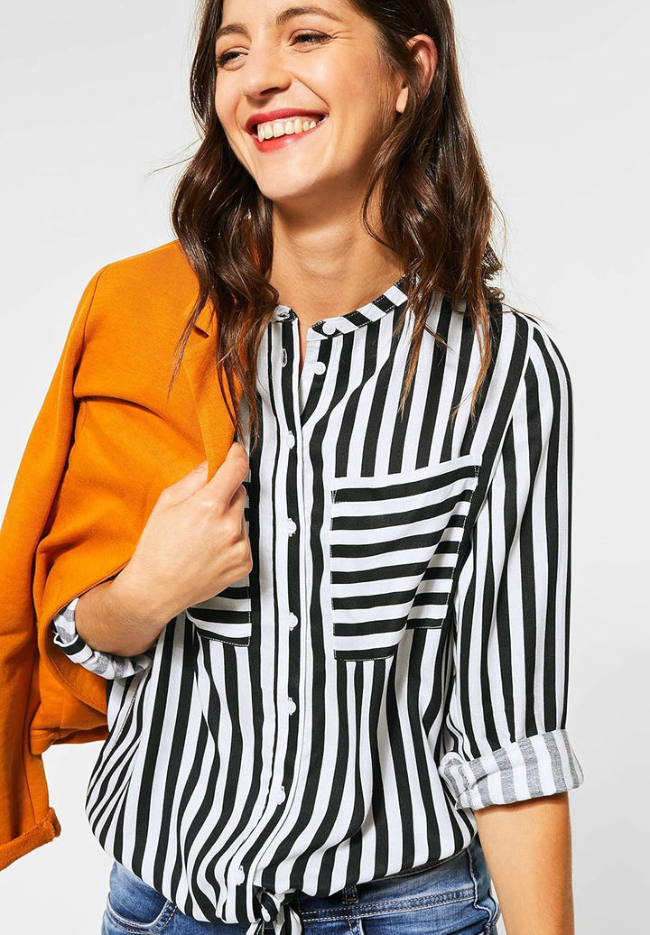 STREET ONE Damen 342166 Streifenbluse Bluse, neo Grey, 36