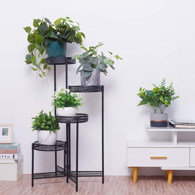 unho Pflanzenregal aus Metall, Blumenständer mit 4 Ebenen, Dekoregal für Innenbereich, 53×90cm