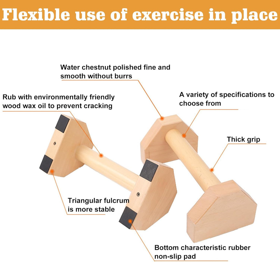 2 stück Holz Parallettes, Rutschfeste Push Up Bar, Yoga & Handstand Griffe für Indoor & Outdoor (1 P