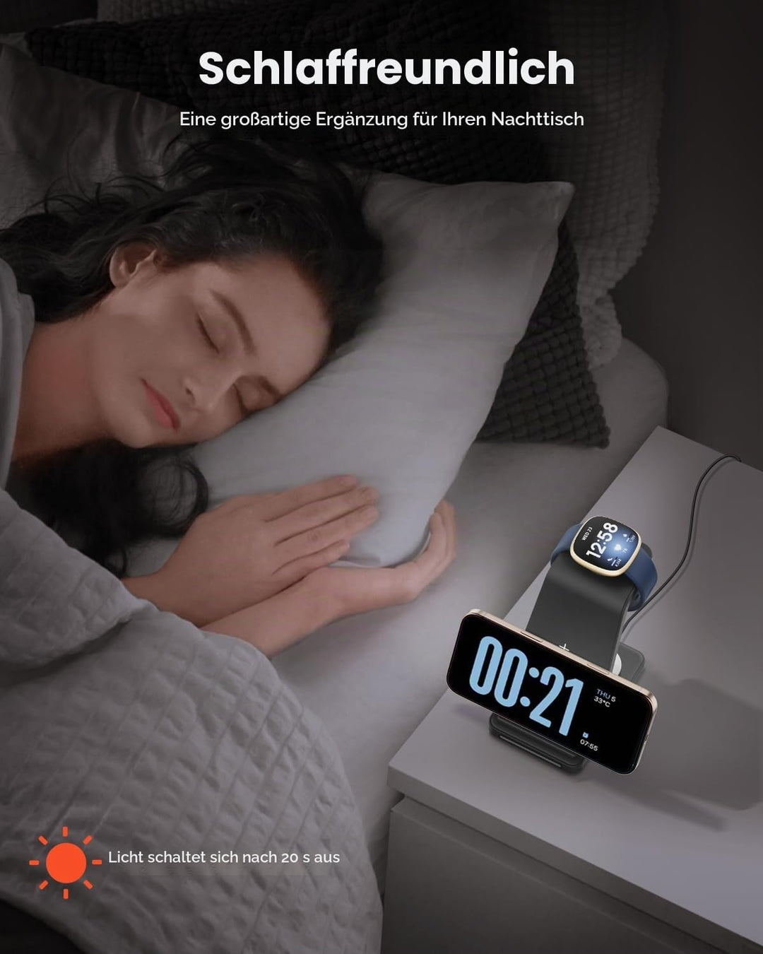 GEEKERA 3 in 1 Induktive Ladestation für Google, Induktiveladegerät für Google Pixel Watch 3/2/Fitbi