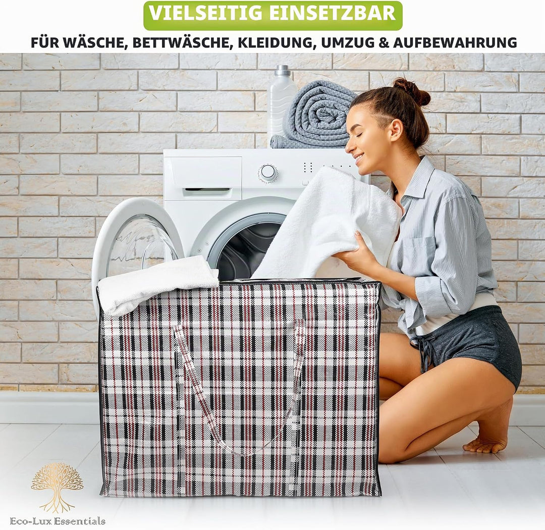 Pro-Lux 8 Stück extra grosse Wäscheaufbewahrung Einkaufstaschen stark langlebig – XXL Umzugstaschen