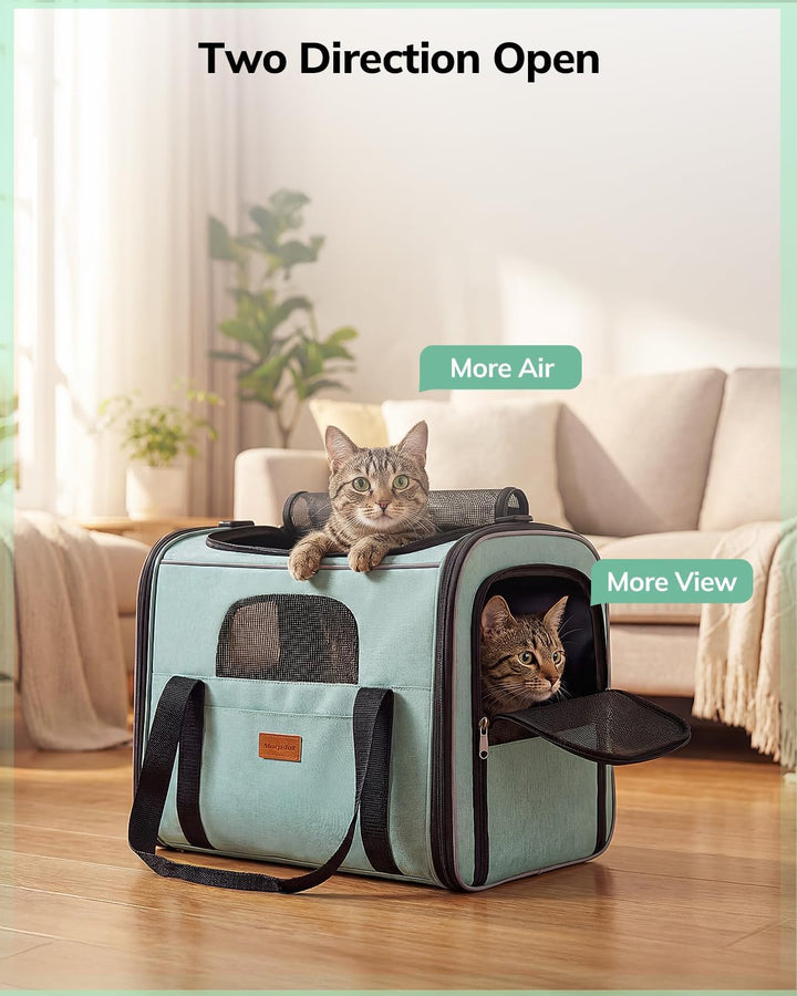 Morpilot Katzentransportbox für grosse Katzen und Welpen Katzenbox Hundetasche mit Sicherheit Reissv