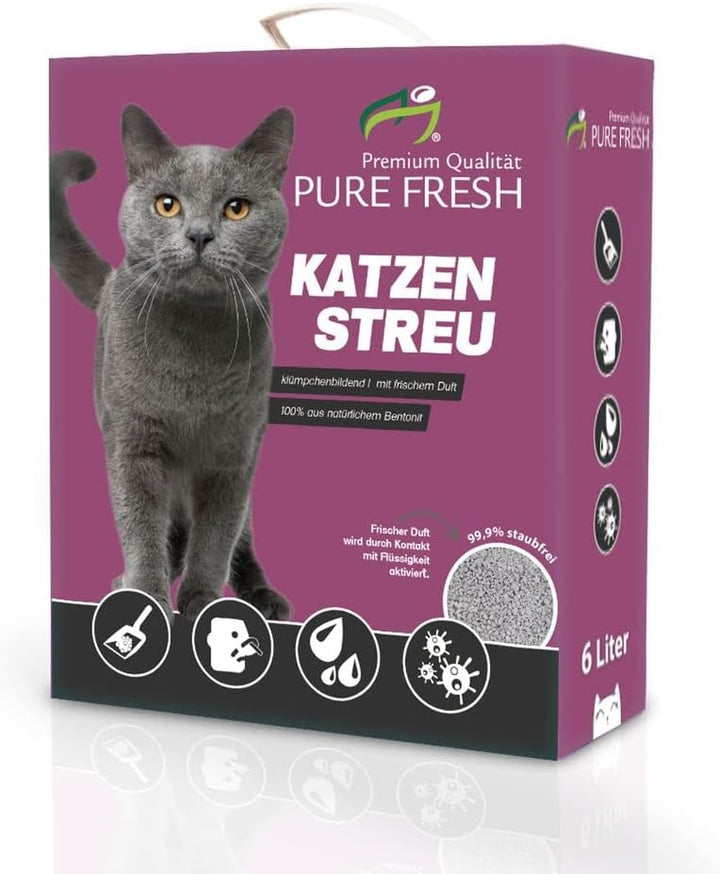 KAHU Pure Fresh Katzenstreu mit Babypuderduft • Klumpstreu • Naturmaterial weisses Kalzium-Bentonit