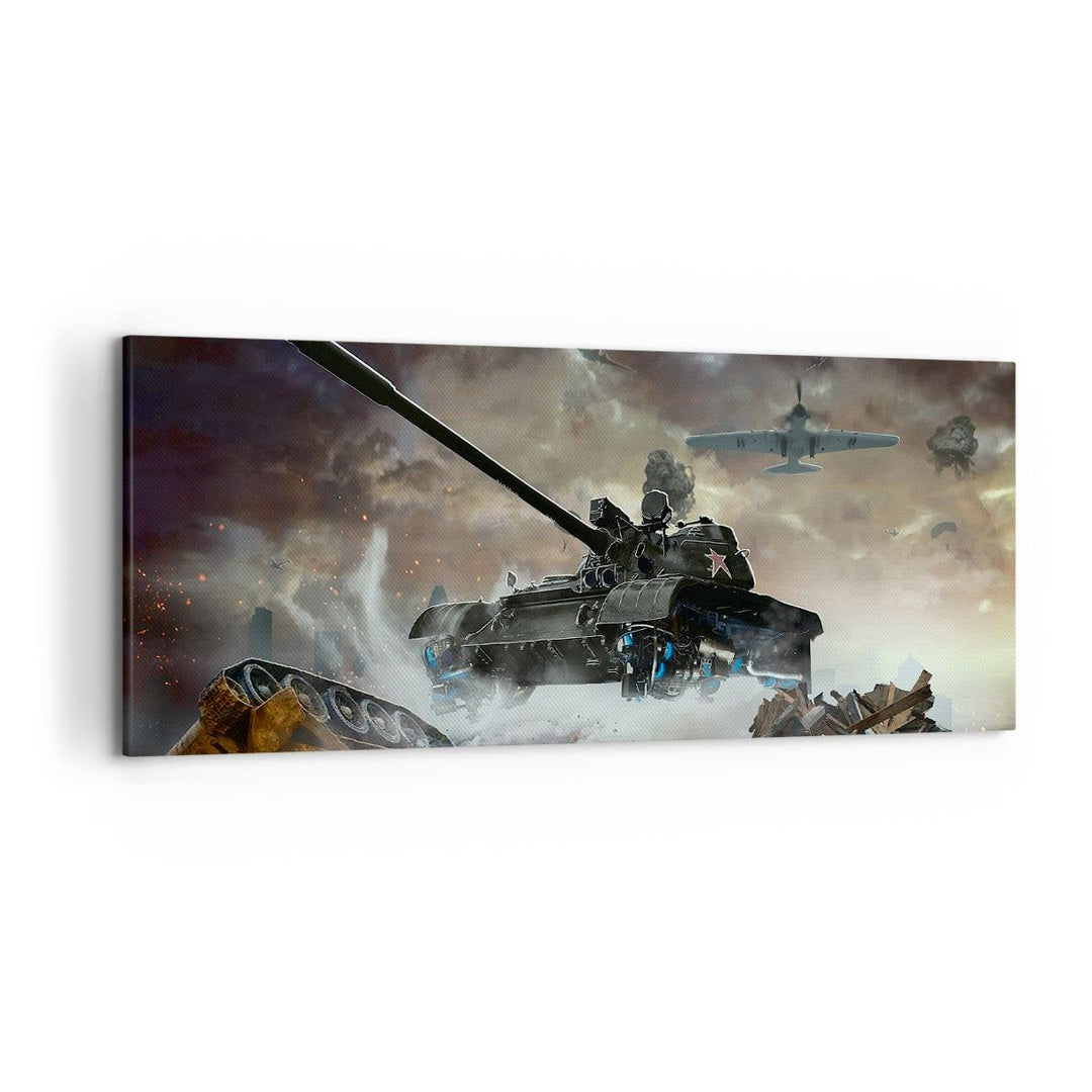 Wandbilder Dekoration Wohnzimmer Krieg Panzer Airplain Schlacht Panorama Bilder auf Leinwand 120x50c