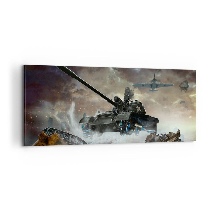 Wandbilder Dekoration Wohnzimmer Krieg Panzer Airplain Schlacht Panorama Bilder auf Leinwand 120x50c