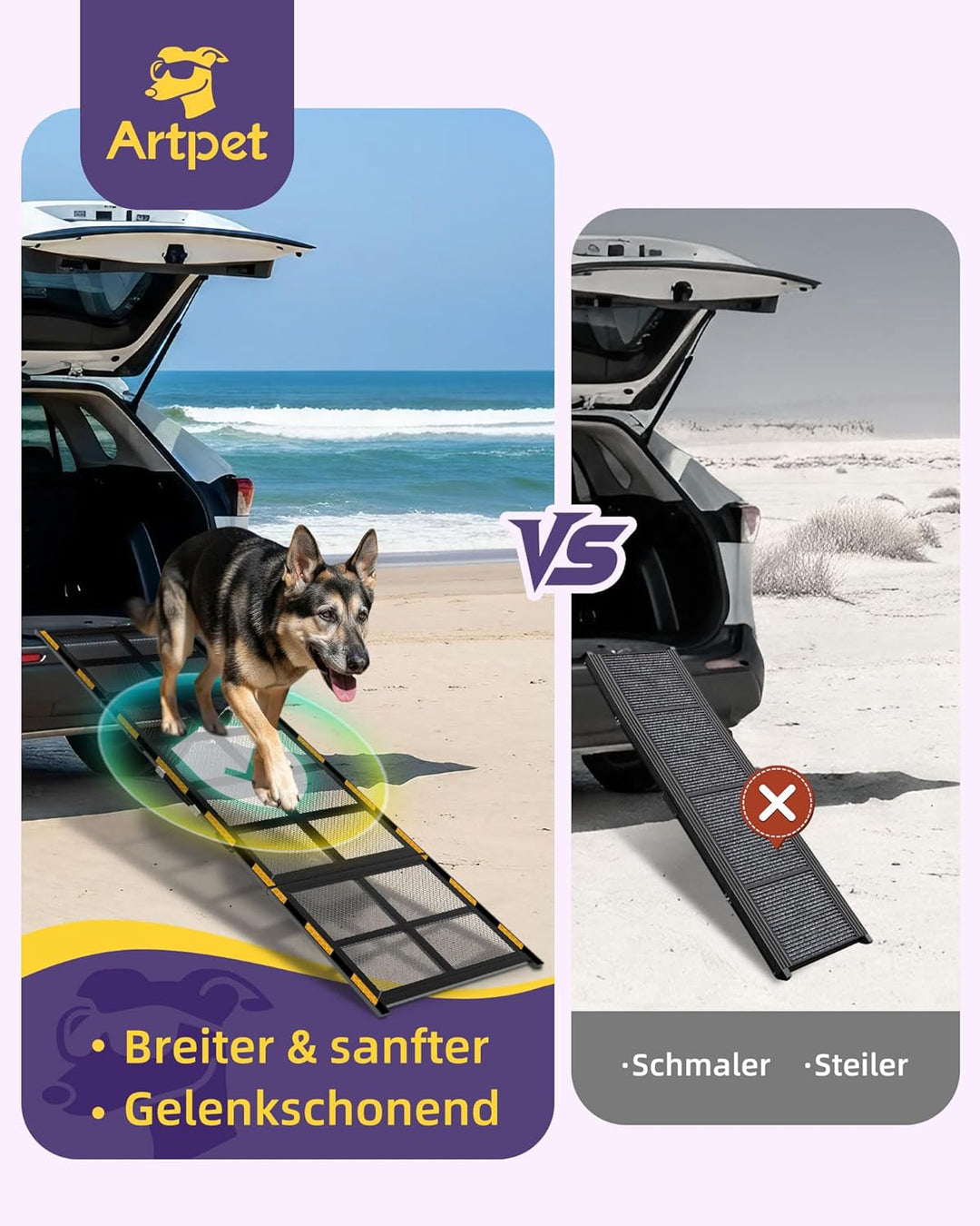 Extra Lange Hunderampe Auto Klappbar für Grosse Hunde 190 cm – Stabil Autorampe für Hunde, Einstiegs
