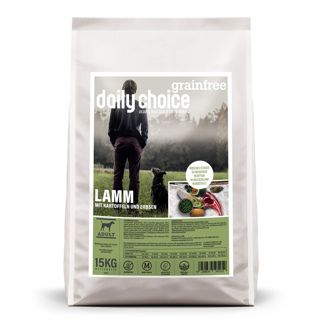 grainfree - 15 kg - Trockenfutter für Hunde - getreidefrei - Lamm mit Kartoffeln und Erbsen - Monopr